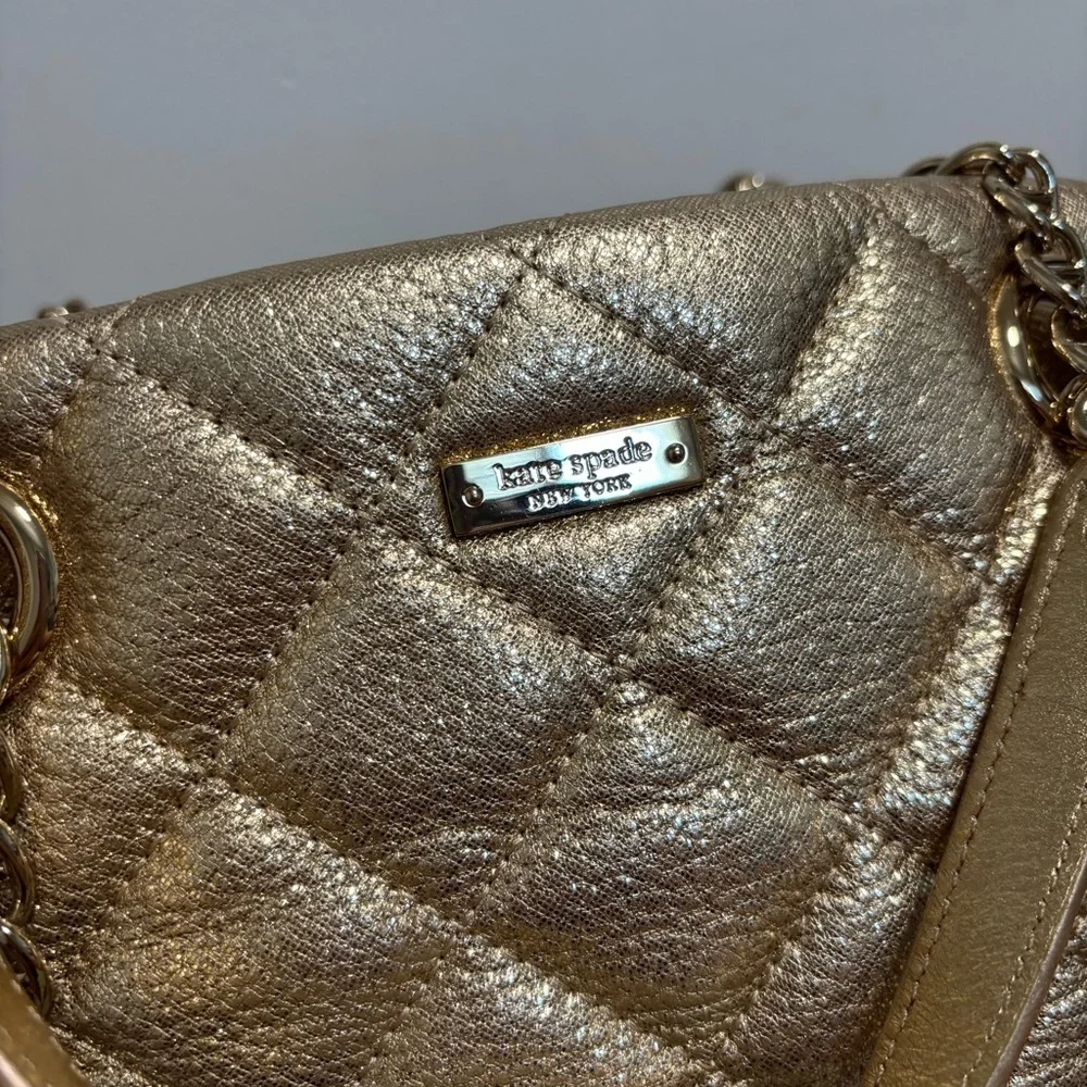 Kate Spade Gold Coast Elizabeth Shoulder Bag Metallic Gold Shoulder Purse NWOT
